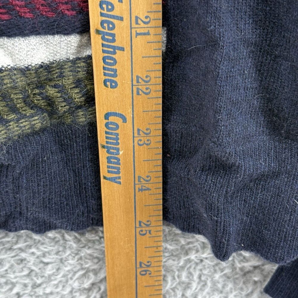 J Crew‎ Womens L Striped Crew Neck L/S Sweater Wool Blend Navy Striped Patchwork - Picture 5 of 7